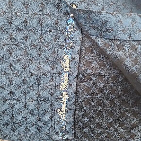 Robert Graham Button Down Shirt Size Medium Navy Flipcuff Geometric Diamante - Picture 5 of 9